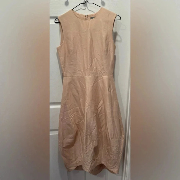 COS blush light pink tulip dress office party classic midi US6 high low holidays - Picture 2 of 9
